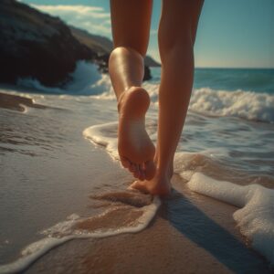 Beach-ready feet, Holiday perfect feet, Bare feet at beach