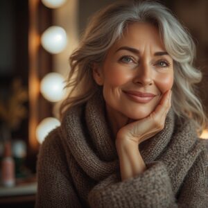 Mature Woman Smile, Makeup table, Radiant Smile