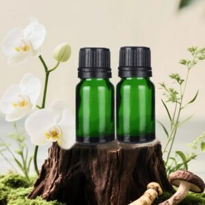 tinted glass bottles, UV-protected beauty bottles, green glass bottles