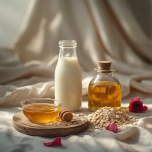 Honey, Oats, Milk, Olive Oil, Rose, Heritage Skincare Ingredients