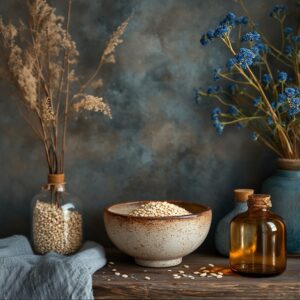 Oats, Heritage Skincare Edit, heritage skincare ingredients for mature skin, blue flowers