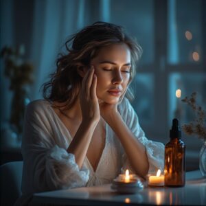 Nighttime Ritual Skincare, Repair at Night, Woman massaging oil into skin